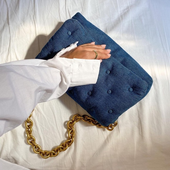 Zara Quilted Denim Shoulder Bag NWT - Picture 10 of 16